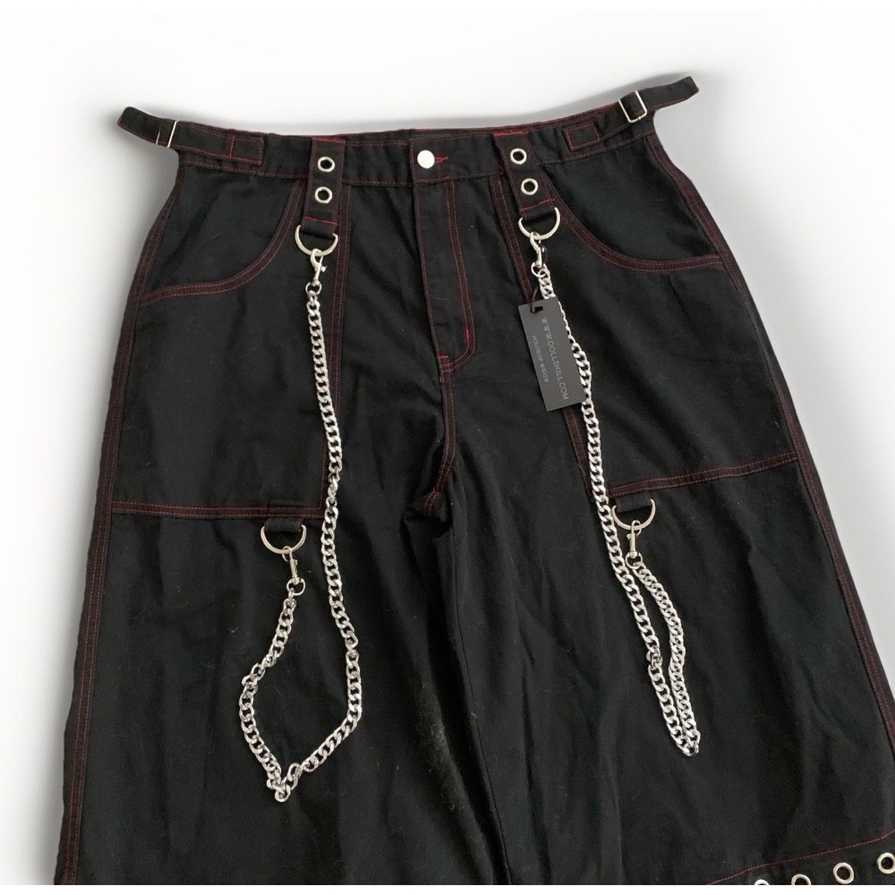 House of CB Black Wide-Leg Pants with Chain Accents - Picture 2 of 7